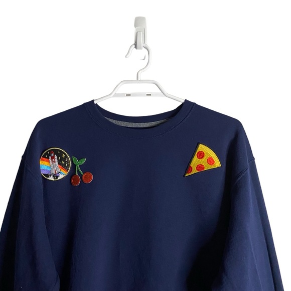 Fruit of the Loom Women's Navy Embroidered Graphic Print Sweatshirt - Picture 2 of 6